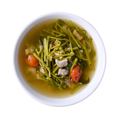 Northern Thai food (Kaeng Puk Plung), Ceylon spinach or Malabar spinach soup with pork on transparent png