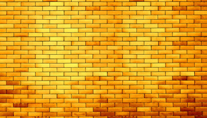 Red and yellow gold brick wall background. (panorama)
With copy space.	