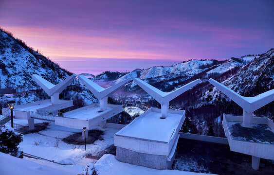 Medeu skating rink in Almaty Mountains