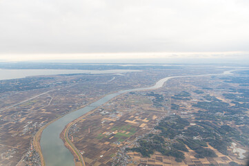 飛行機からの眺め　素材