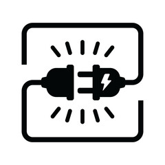 Electric plug icon. Electric power plug sign. Square shape. Isolated design for illustration or sticker template - obrazy, fototapety, plakaty