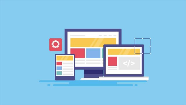 Responsive web design and web development concept animation video.