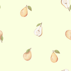 endless watercolor pattern with pears