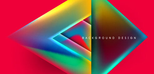 Futuristic triangle vector abstract background with colorful fluid gradients