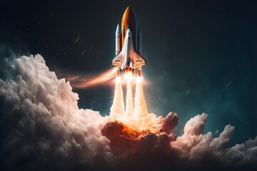 Rocket Science, Rocket takes off, Generative AI, Illustration