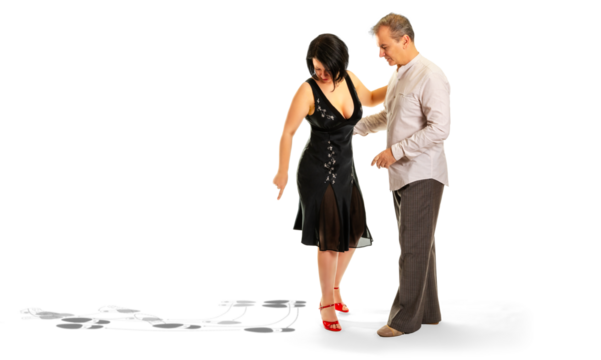 Couple at Dance Lesson  - isolated on white background