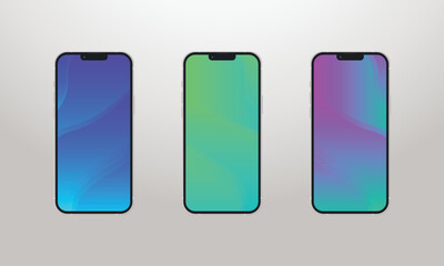 Set Of Smartphone Templates With Colorful Gradients