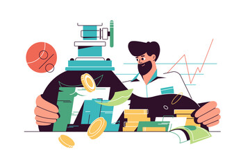 Cashflow concept, businessman holding money