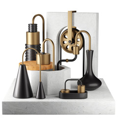 Abstract composition of details different shapes