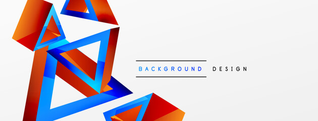 3d triangle abstract background. Basic shape technology or business concept composition. Trendy techno business template for wallpaper, banner, background or landing