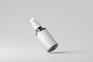 violet glass small pump bottle mockup