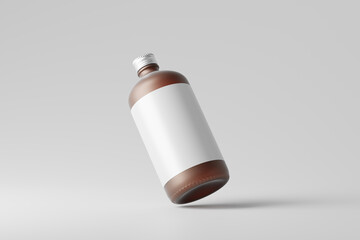 frosted amber glass bottle mockup