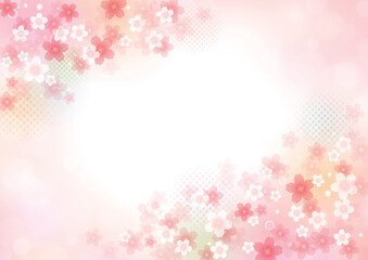 ふんわり華やか桜フレームデザイン、背景