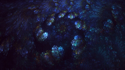 3D rendering abstract multicolor fractal light background