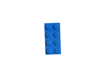 Obraz premium Russia Vyborg 01.22.2023 Lego block isolated on white background.