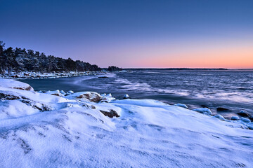 Colours in seashore in winter morning