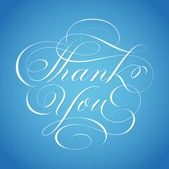 Thank you card hand lettering in script calligraphy style - vector