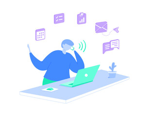 Illustration of a virtual assistant on a call