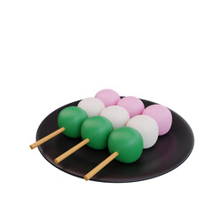 3d illustration of asian food dango,japanese food