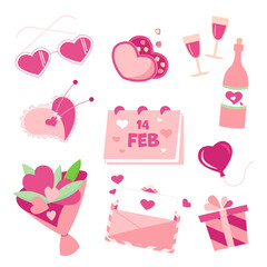 St. Valentine's Day set elements vector illustration