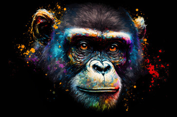 fantasy abstract portrait gorilla with a colorful, generative ai