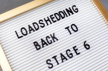 Load shedding back to stage 6, South African power crisis