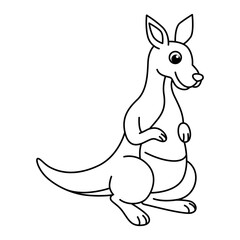 Funny kangaroo cartoon characters vector illustration. For kids coloring book.