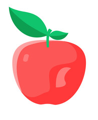 red apple with leaf