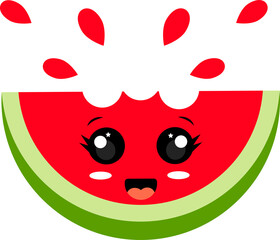 Vector illustration of a watermelon with a smiling and joyful face.