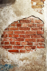 brick wall with cement wall texture for background                                                                                                                         