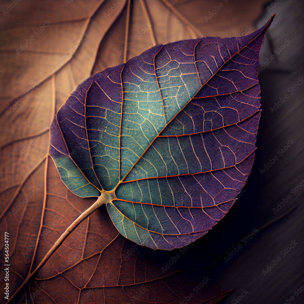 Poster Beautiful abstract leaf in neon light. Minimalism modern style concept. Background pattern for design