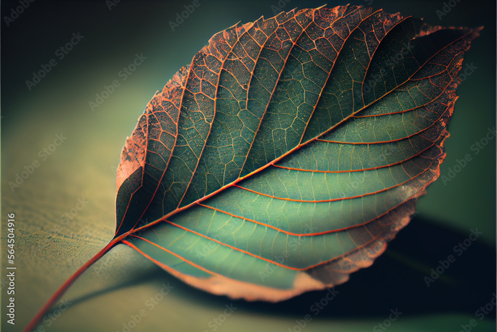 Aufkleber beautiful abstract leaf in neon light. minimalism modern style concept. background pattern for desig