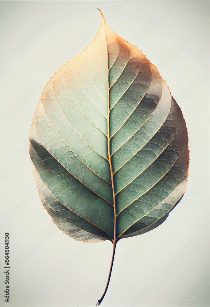 Poster beautiful abstract leaf in neon light. minimalism modern style concept. background pattern for desig