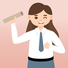 Cute Senior High School Boy Girl Wearing Gray and White Uniform Cartoon Vector Illustration. Portrait of an Senior High School student. School students children with backpacks, books, macbook.