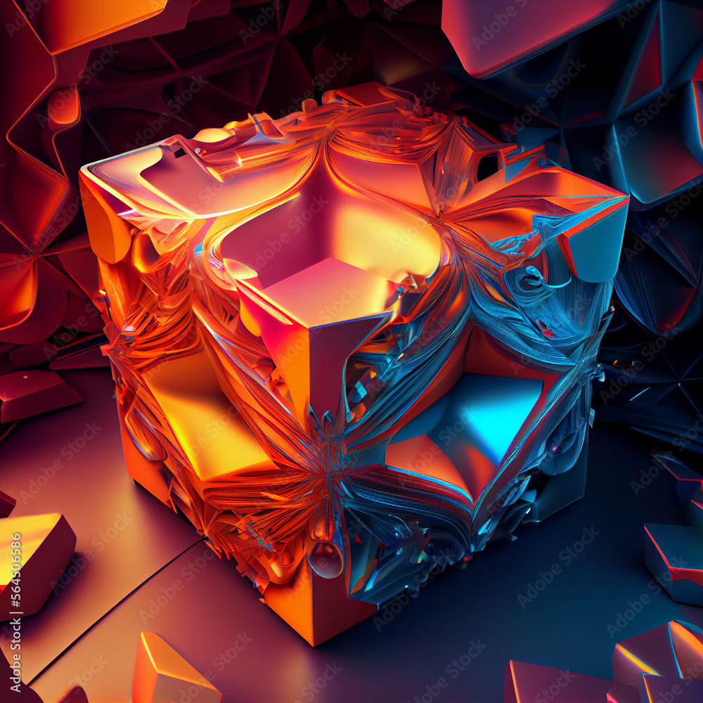 Aufkleber Beautiful Abstract colourful background. Starburst dynamic cube.  