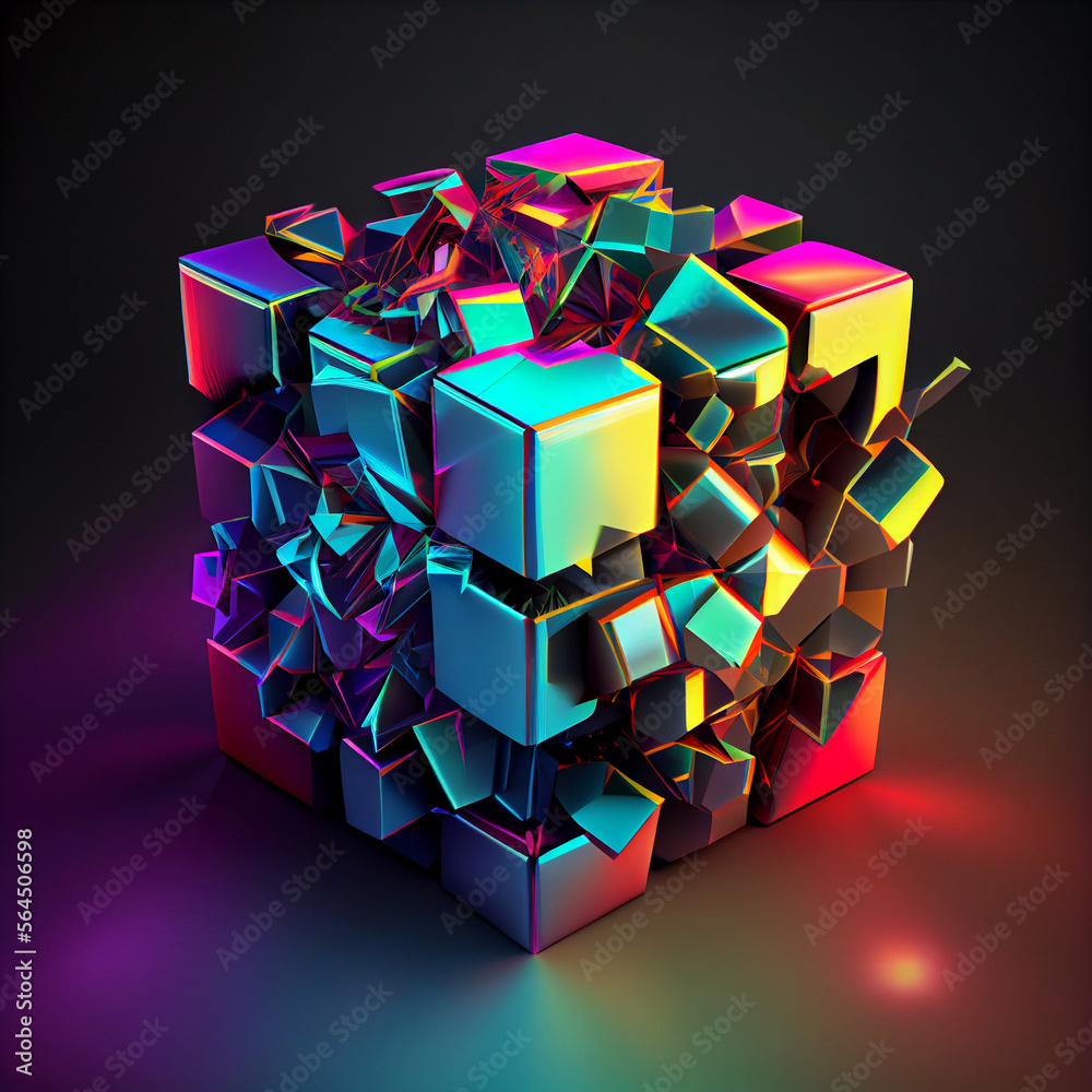Poster beautiful abstract colourful background. starburst dynamic cube.
