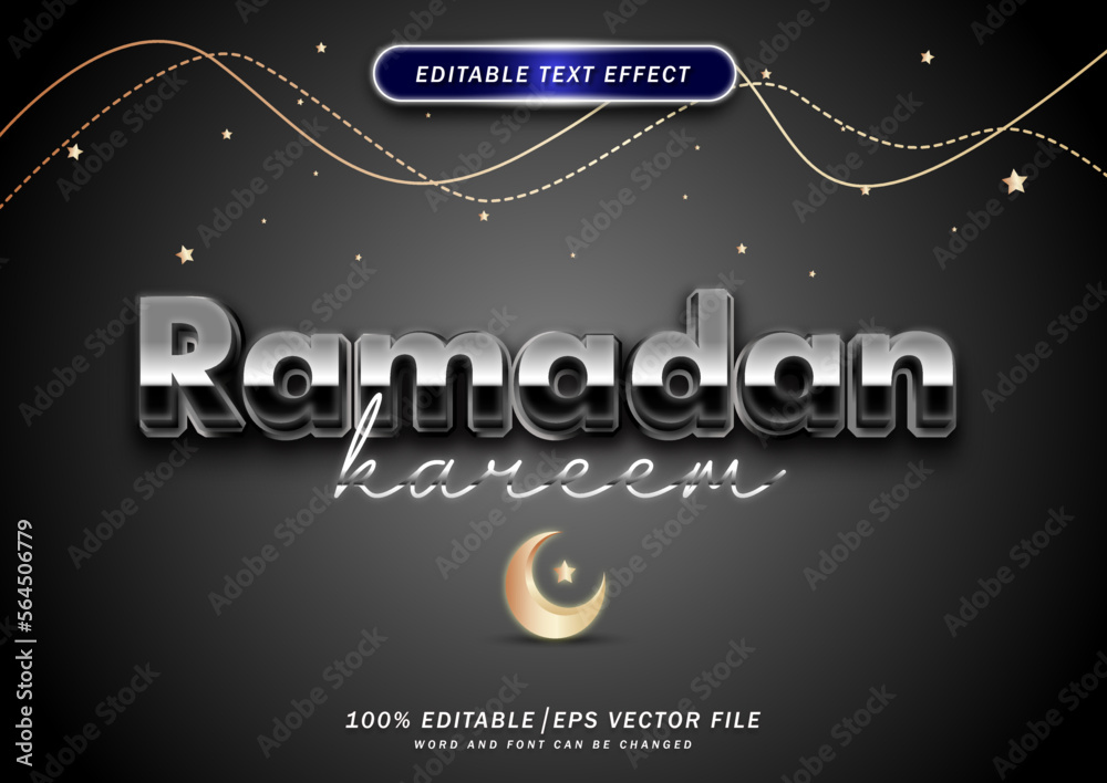 Fototapete Luxury Ramadan kareem text effect. editable mockup font. text style effect.