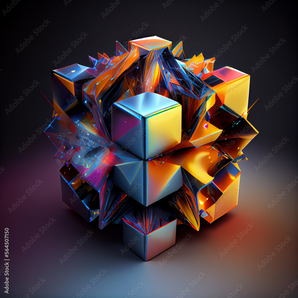 Poster beautiful abstract colourful background. starburst dynamic cube.