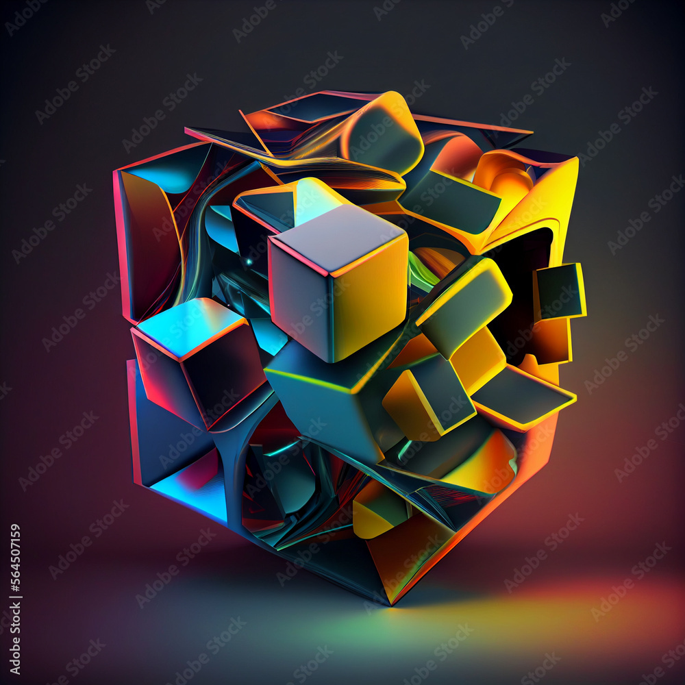 Aufkleber Beautiful Abstract colourful   background. Starburst dynamic cube. 