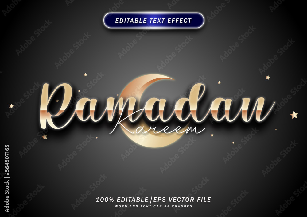 Fototapete Luxury Ramadan kareem text effect. editable mockup font. text style effect.