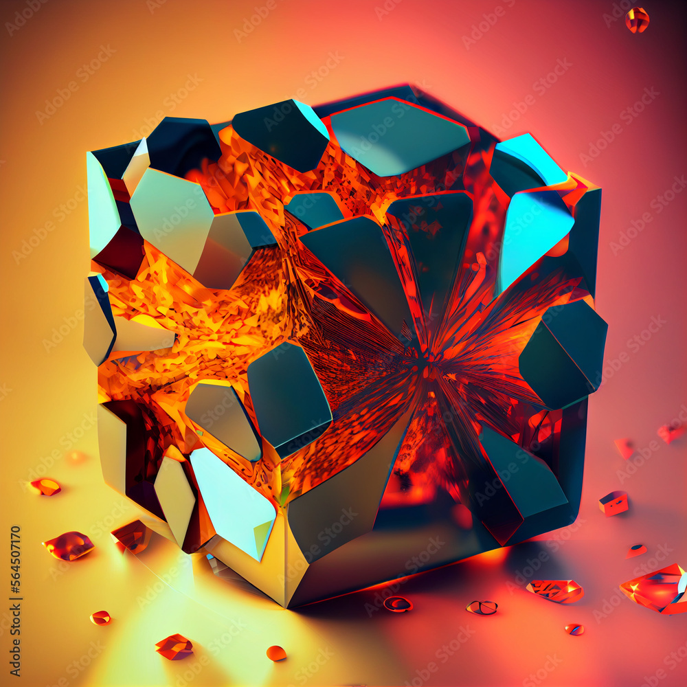 Poster Beautiful Abstract colourful   background. Starburst dynamic cube. 