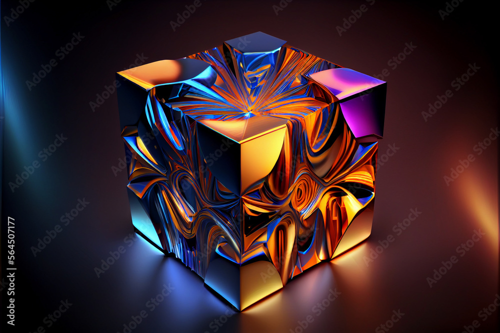 Poster Beautiful Abstract colourful   background. Starburst dynamic cube. 