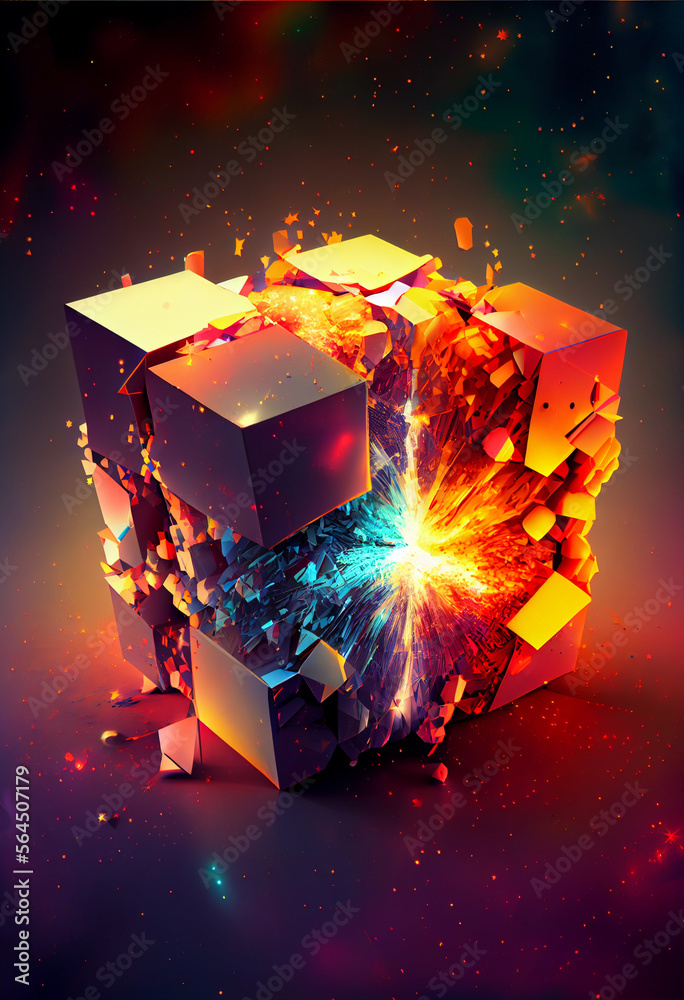 Aufkleber Beautiful Abstract colourful   background. Starburst dynamic cube. 