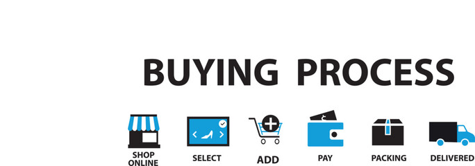 Buying Process icon  vector illustration . buying, process, select, add, check out, pay, packing, shipping, infographic, template, presentation, concept, banner, pictogram, icon set, icons 