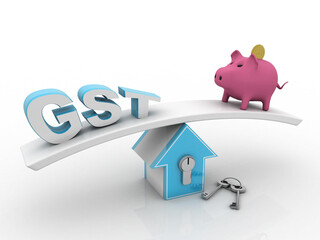 3d rendering Pig Coin bank with gst balancing with home concept