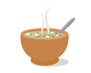 Hot vegetable soup. vector illustration isolated.