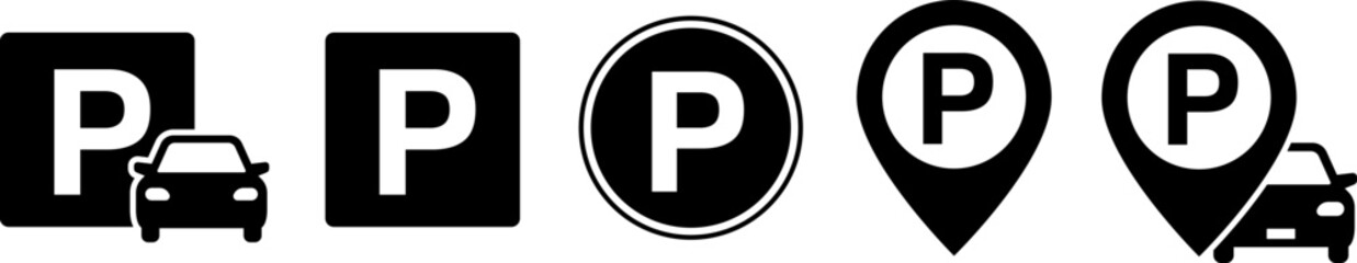 道路標識 駐車場と車のアイコン