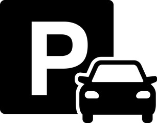 道路標識　駐車場と車のアイコン