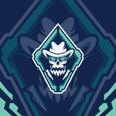 Vector skull gamer illustration modern style 