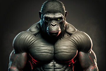 Fototapeta na wymiar Portrait of a fitness athlete gorilla wearing sportswear